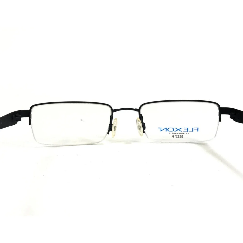 Flexon by Marchon Eyeglasses Frames 455 BLUE SUEDE Rectangle Half Rim 52-19-140